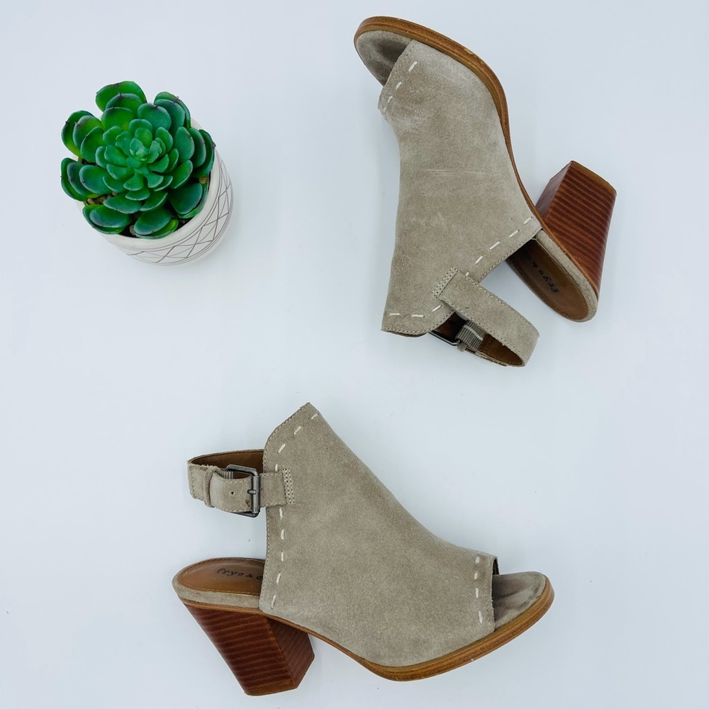 Frye & Co Suede Taupe Ankle Strap Suede Booties
